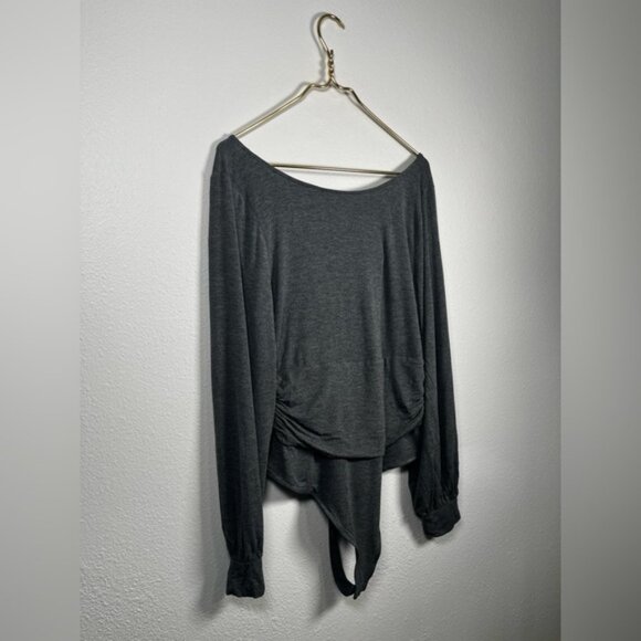 Bar III gray Elegant Wrap bodysuit long sleeve Top size XXL - Picture 3 of 7